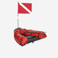 Planche de chasse sous-marine gonflable Subea rouge avec filet de rangement et pavillon